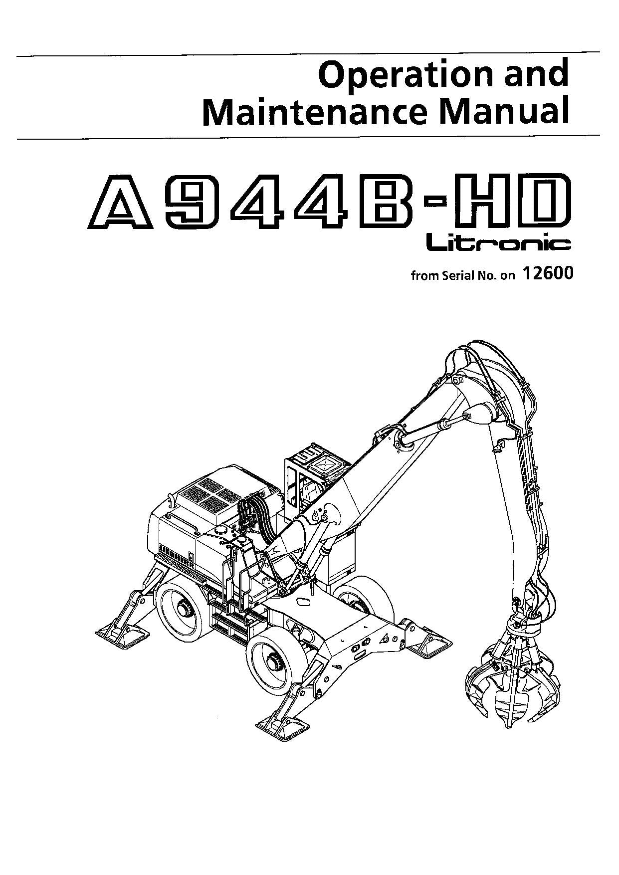 Liebherr A944 B-HD LITRONIC Excavator Operators manual