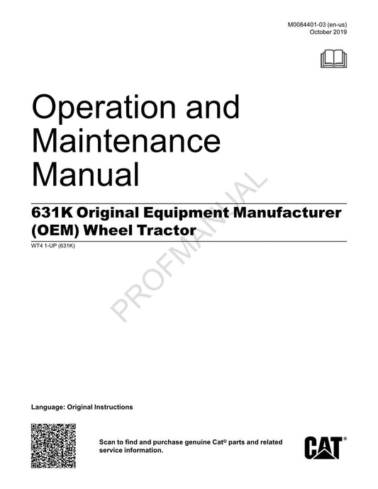 Caterpillar 631K Equipment Manufacturer Wheel Tractor Operators Manual WT41-Up