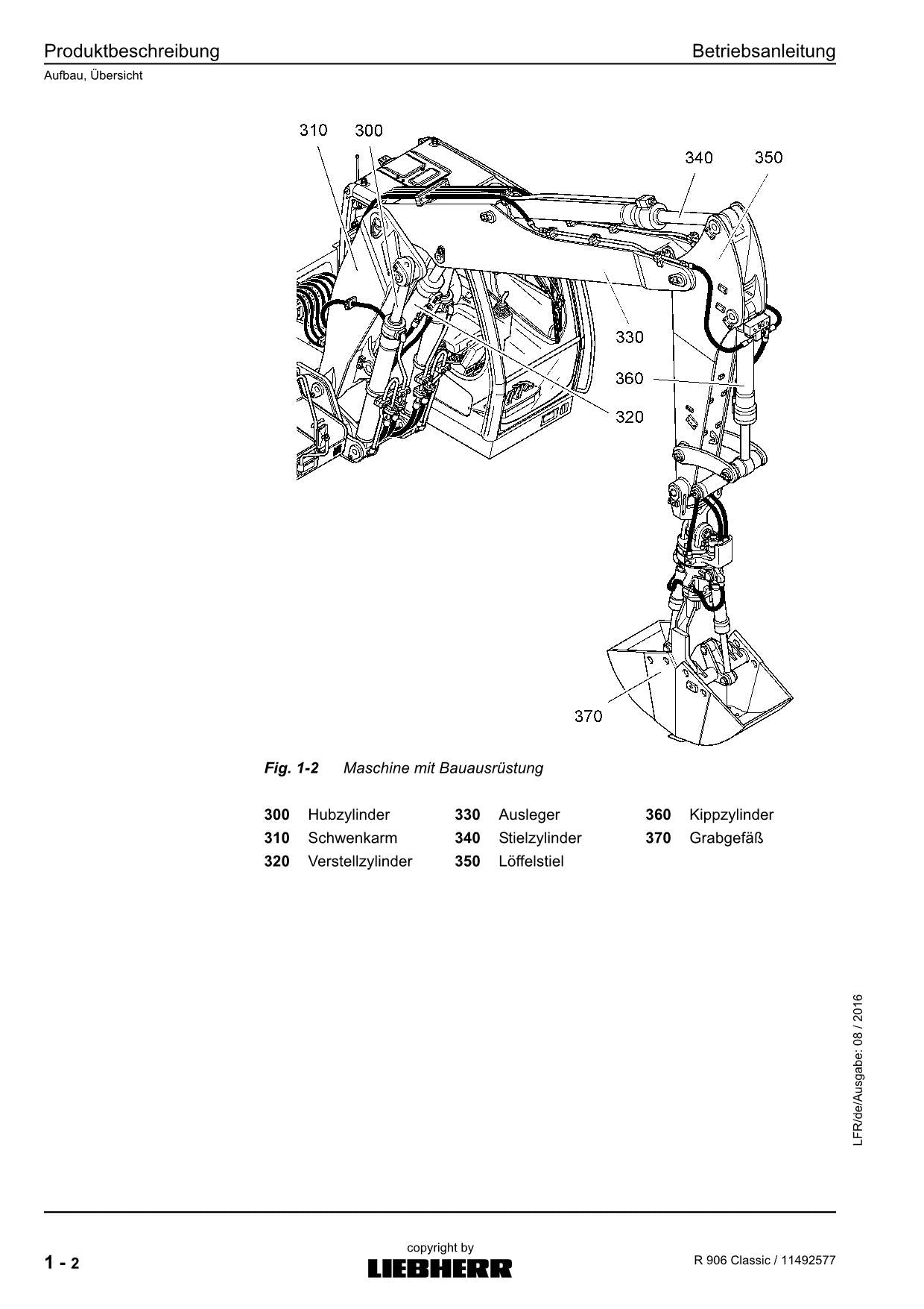 Liebherr R906 Classic Hydraulikbagger Manuel d'instructions 11492577