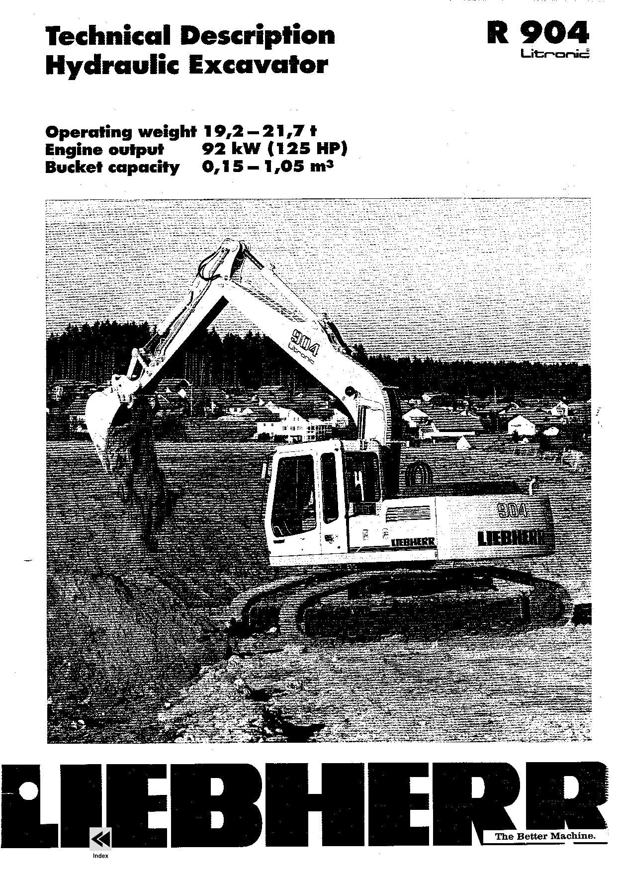 Liebherr R904 Litronic Excavator Operators manual serial 6370