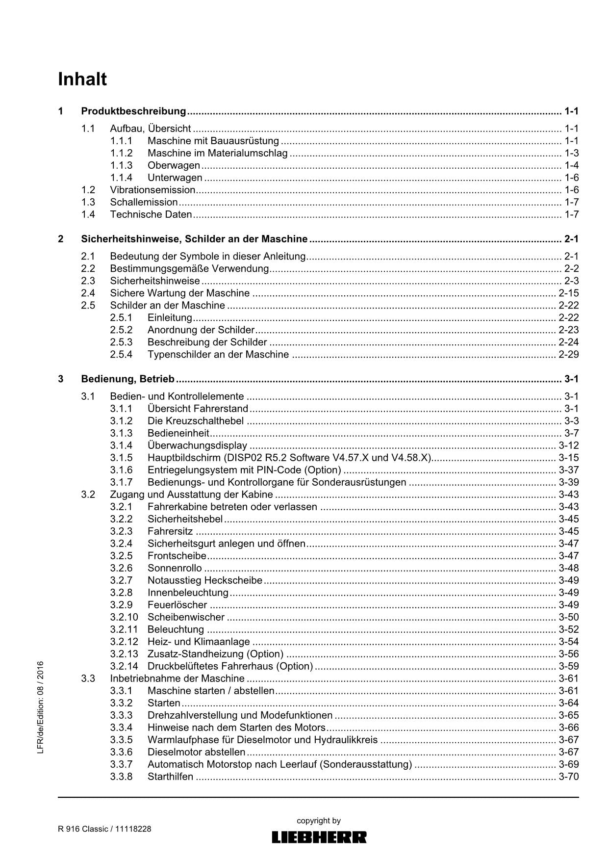Liebherr R916 Classic Hydraulikbagger Betriebsanleitung série 27531