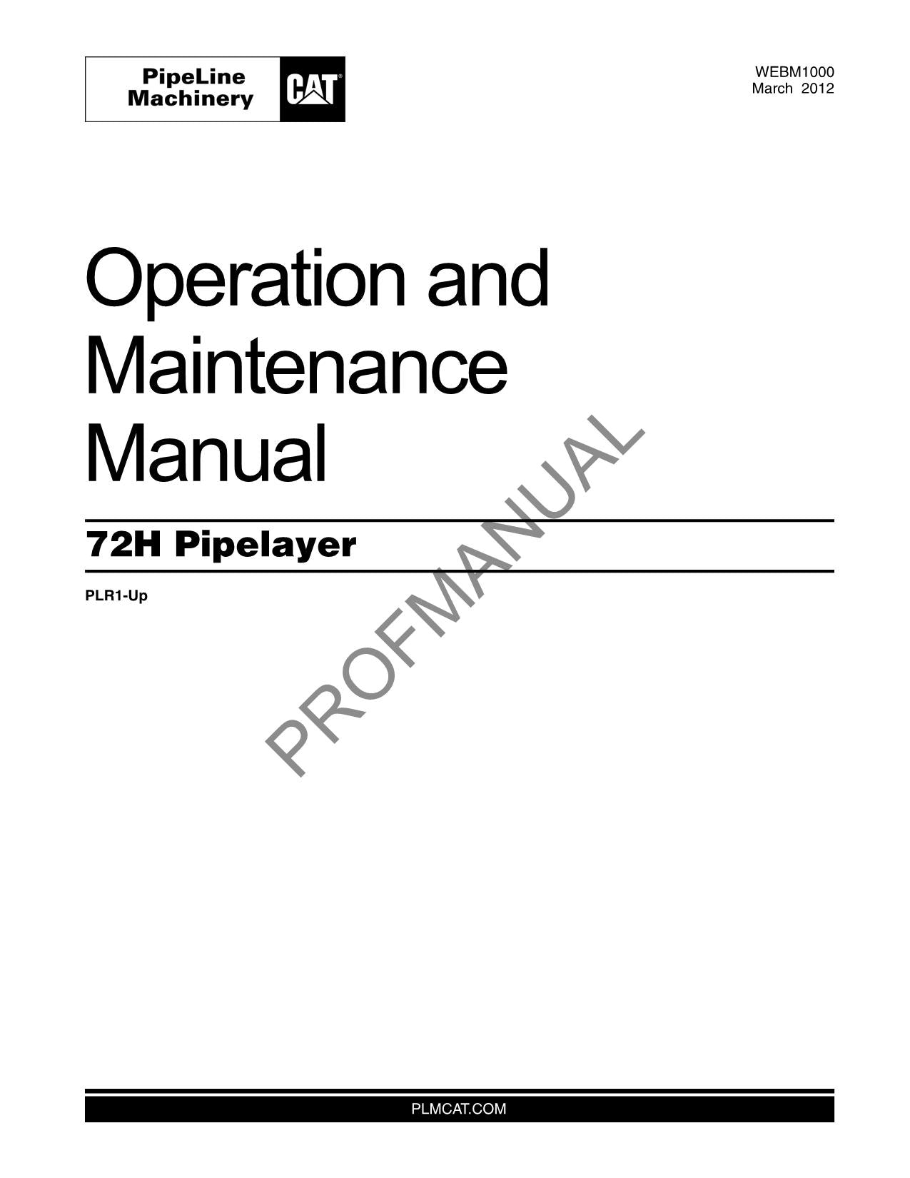 Caterpillar 72H Pipelayer Operators Maintenance Manual