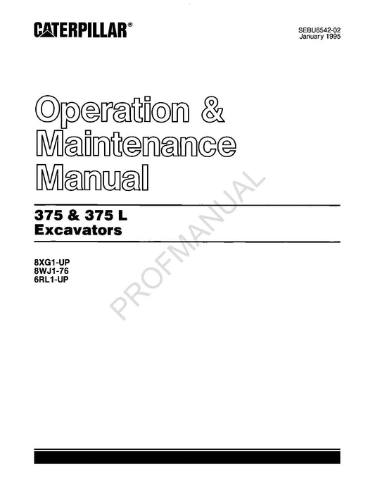 Caterpillar 375 375L Excavator Operators Maintenance Manual