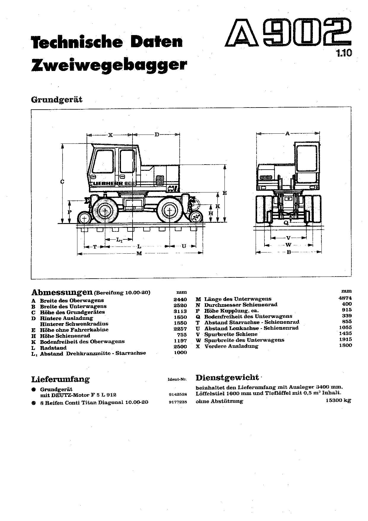 Liebherr A902 ZW Zweiwegebagger Betriebsanweisung