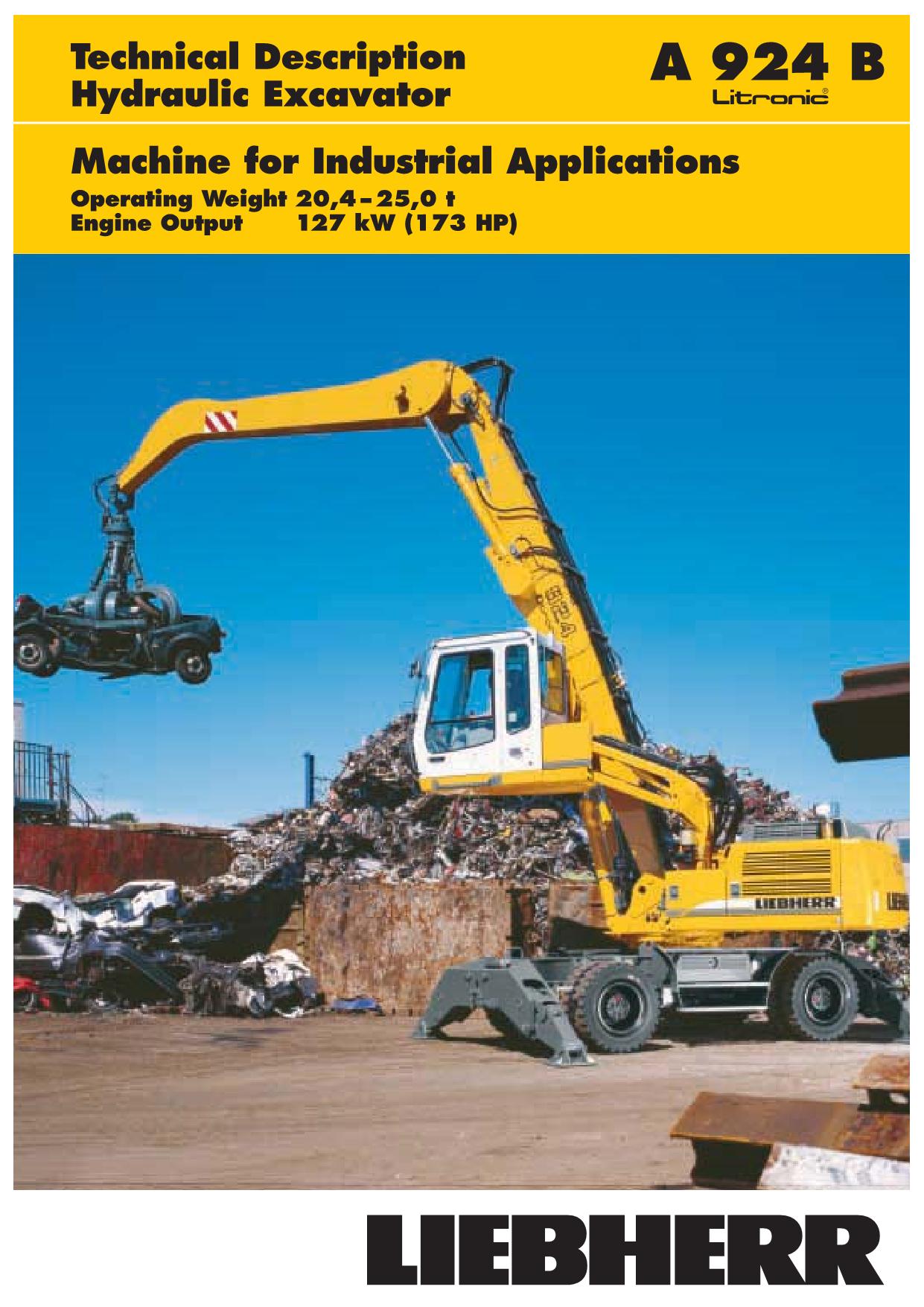 Liebherr A924 B LITRONIC A924 B-HD LITRONIC Excavator Operators manual