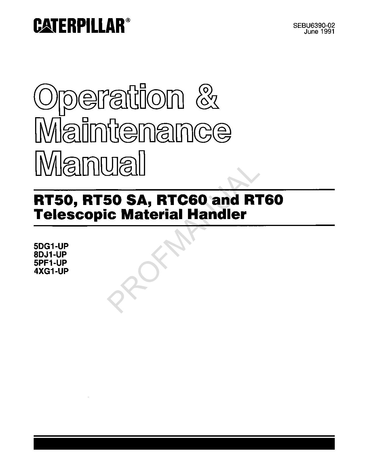 Manuel d'utilisation du manipulateur télescopique Caterpillar RT50 RT50 SA RTC60 RT60