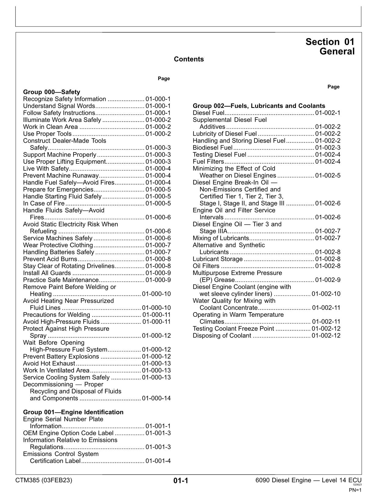 John Deere 6090 Diesel Engine Fuel System REPAIR SERVICE TECHNICAL MANUAL CTM385