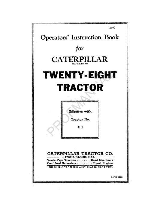 Wartungshandbuch für den Traktor Caterpillar Twenty Eight