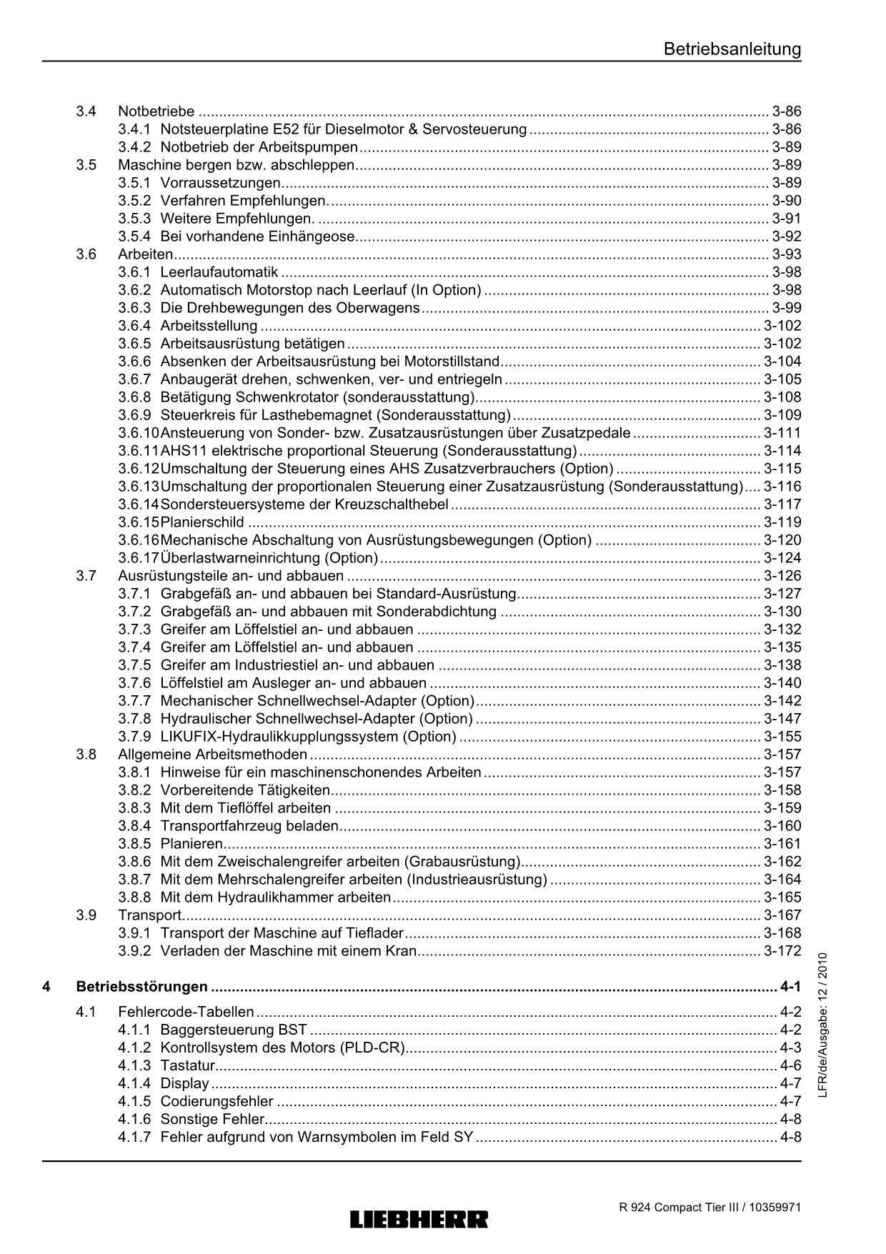 Liebherr R924 CompacTTieRIII Hydraulikbagger Betriebsanleitung ser 27686