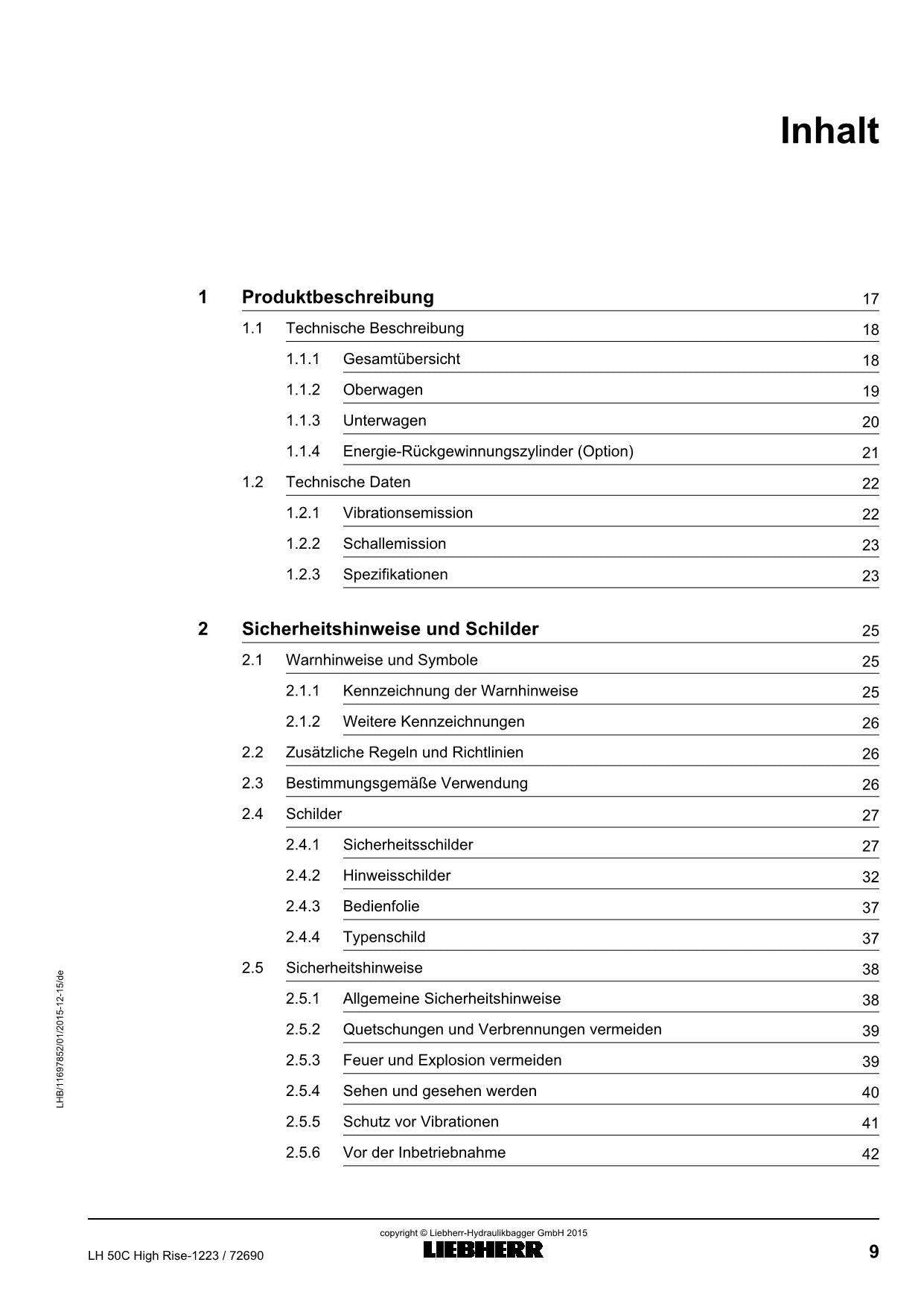 Liebherr LH50C High Rise Materialumschlaggerät Manuel d'instructions