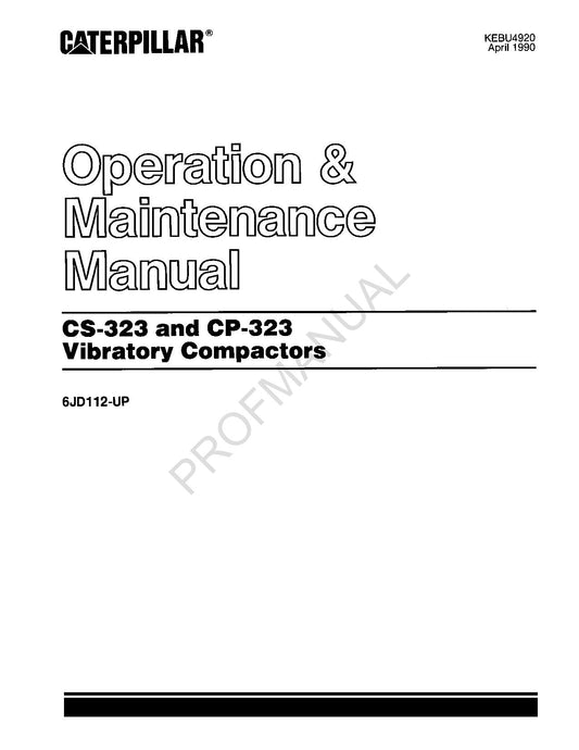 Caterpillar CS 323 CP 323 Vibratory Compactor Operators Manual 6JD112-Up