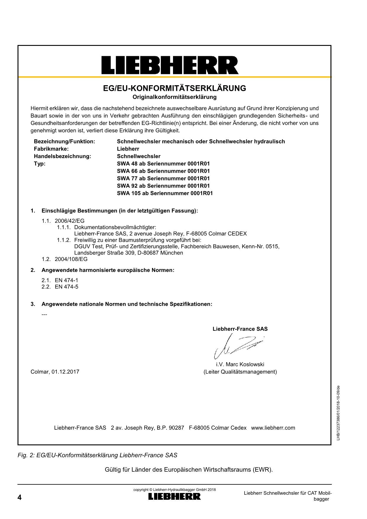 Liebherr SWA22 SWA33 SWA48 SWA66 SWA77 SWA92 SWA105 bagger Betriebsanleitung