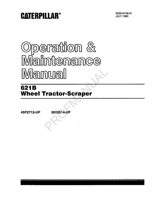 Caterpillar 621B Wheel Tractor Scraper Operators Maintenance Manual SEBU5749