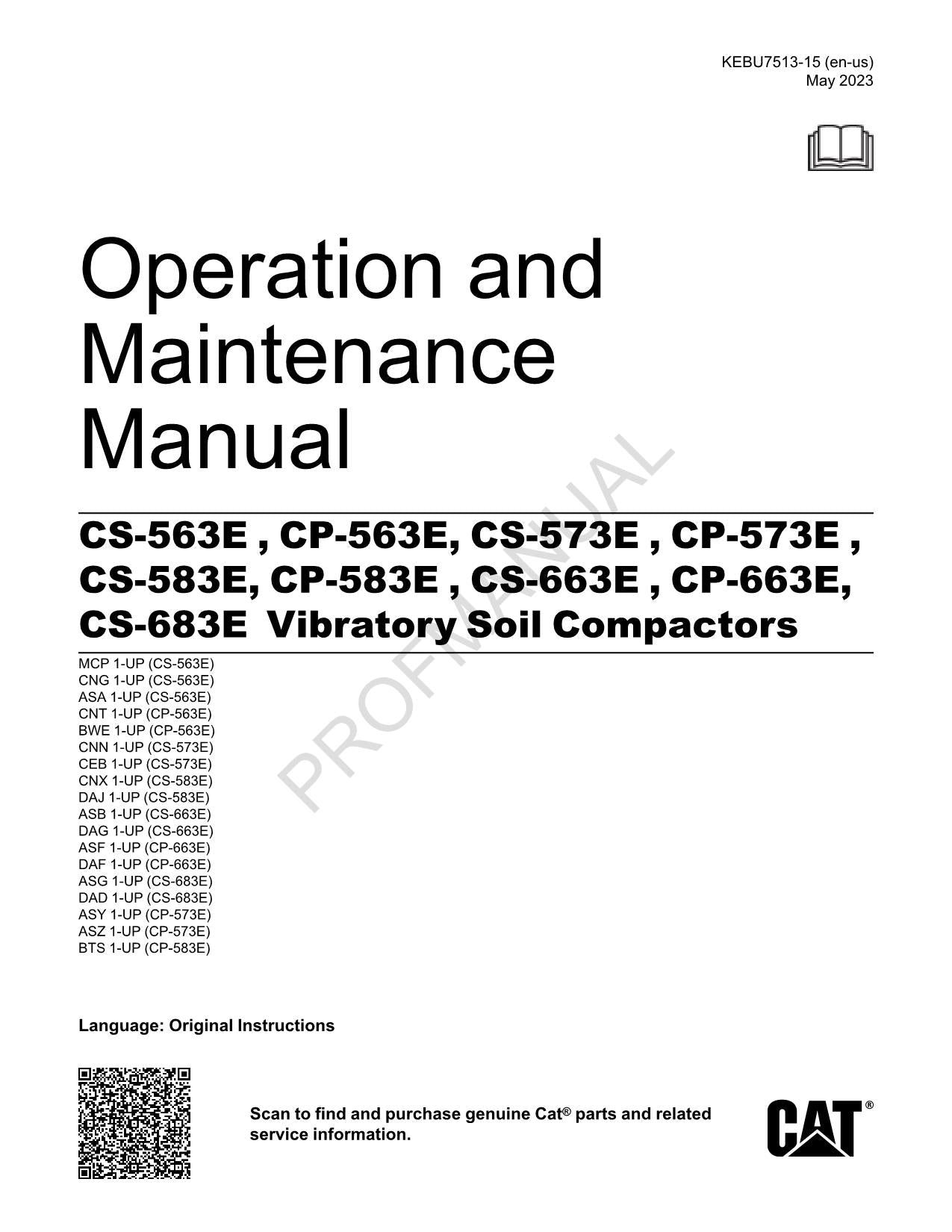 Manuel d'utilisation du compacteur vibrant Caterpillar CS 563E CP 563E CS 573E CP 573E