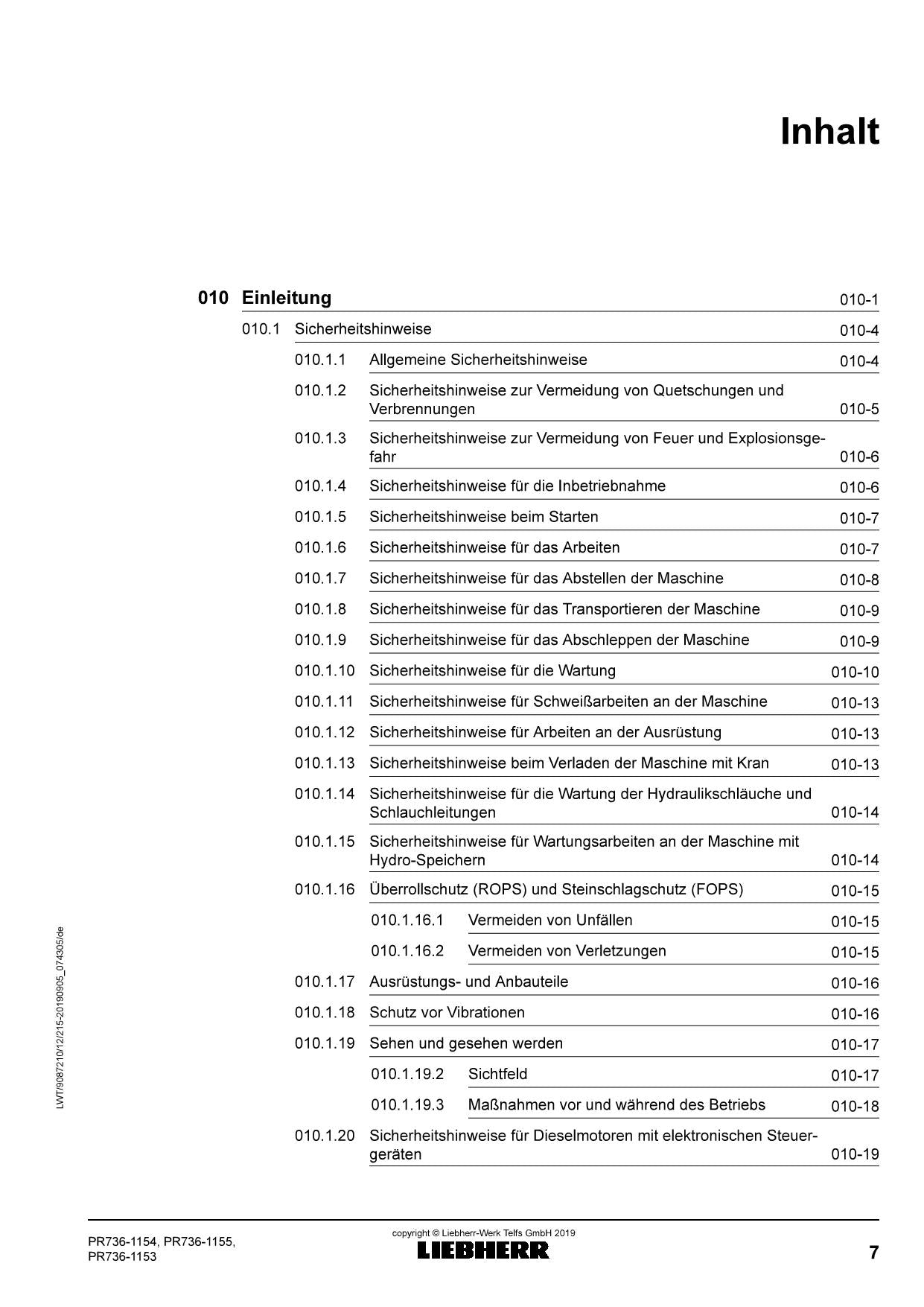 Liebherr PR736 1153 PR736 1154 PR736 1155 Planierraupe Reparaturhandbuch