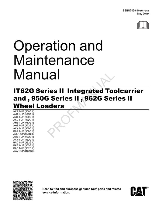 Caterpillar IT62G Series II Integrated Toolcarrier Wheel loader Operators Manual