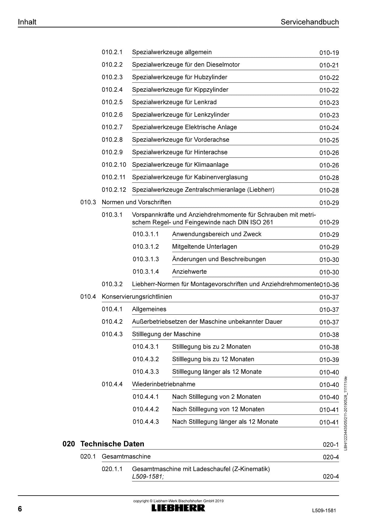 Liebherr L509 1581 Radlader Reparaturhandbuch Werkstatthandbuch