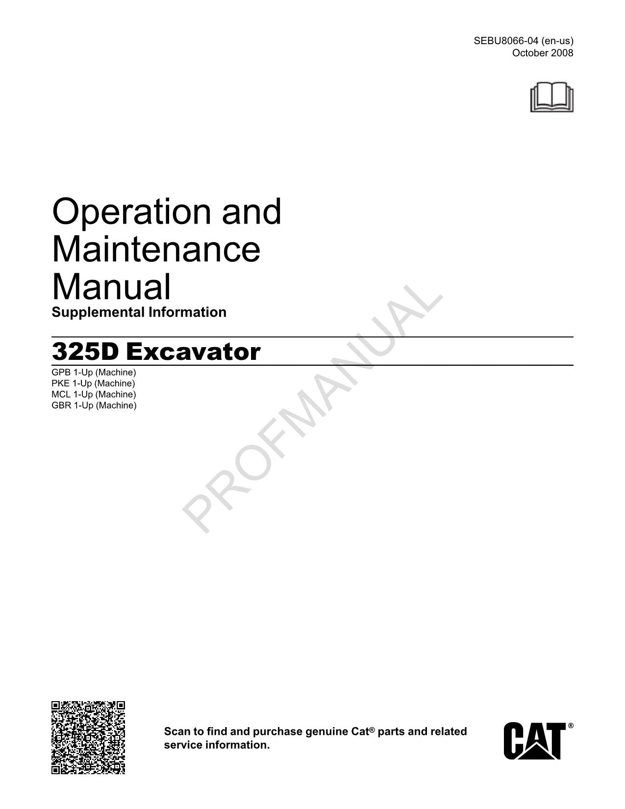 Wartungshandbuch für Baggerbetreiber Caterpillar 325D