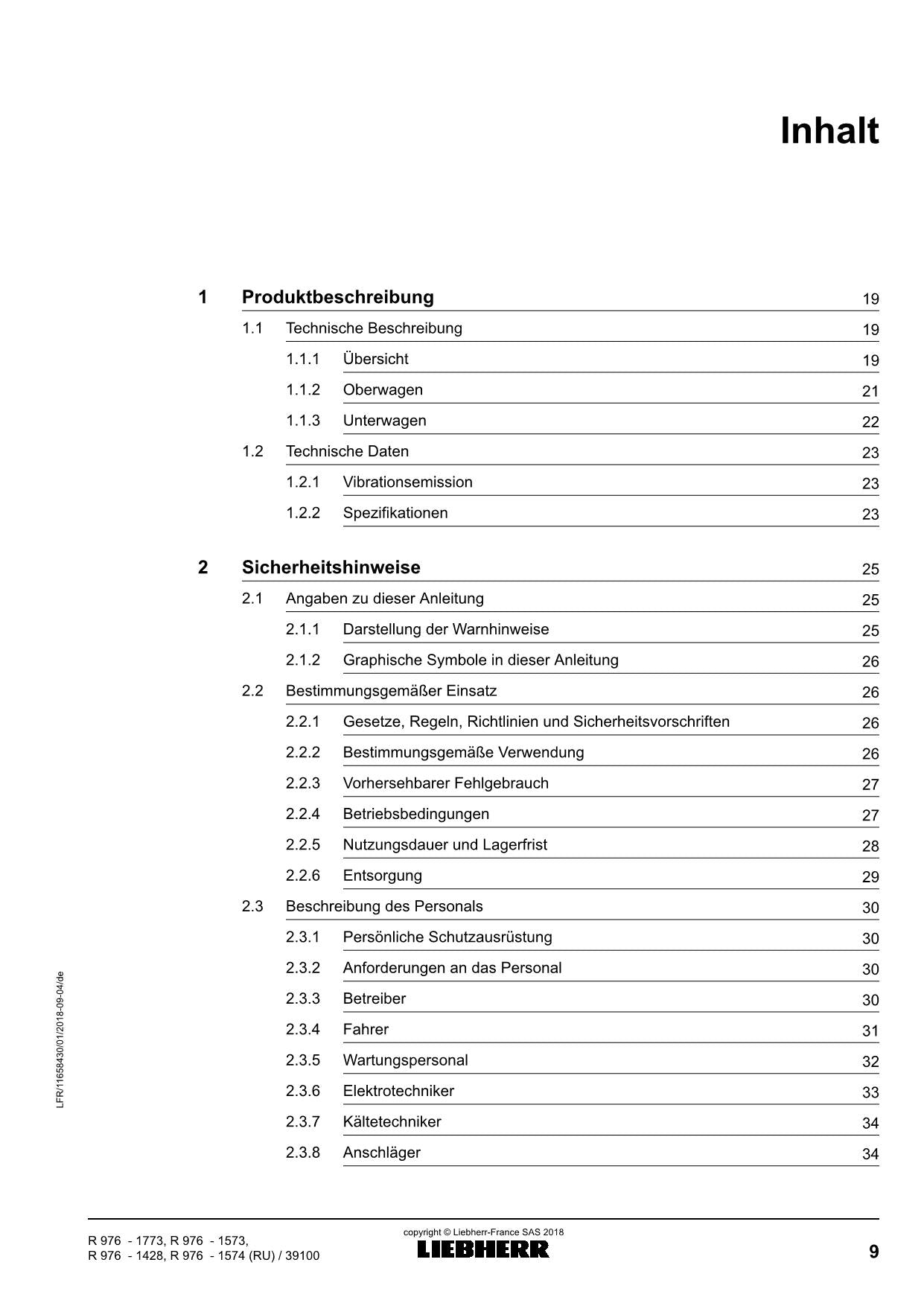 Liebherr R977 Hydraulikbagger Manuel d'instructions