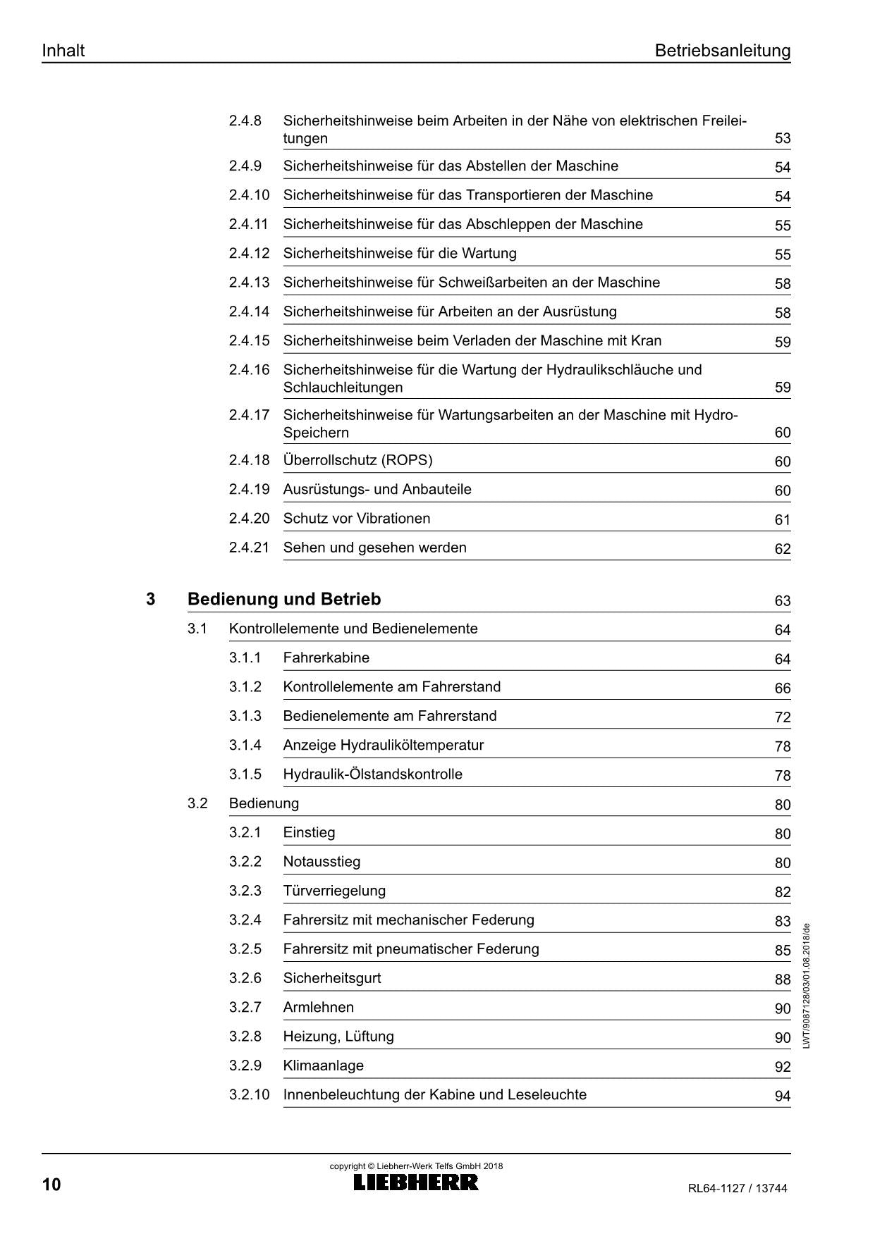 Liebherr RL64 Rohrleger Betriebsanleitung ser 13744