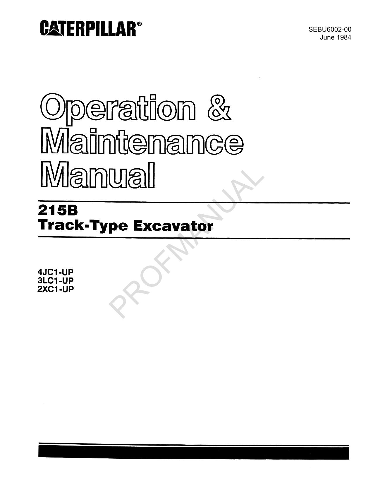 Wartungshandbuch für den Kettenbagger Caterpillar 215B SEBU6002