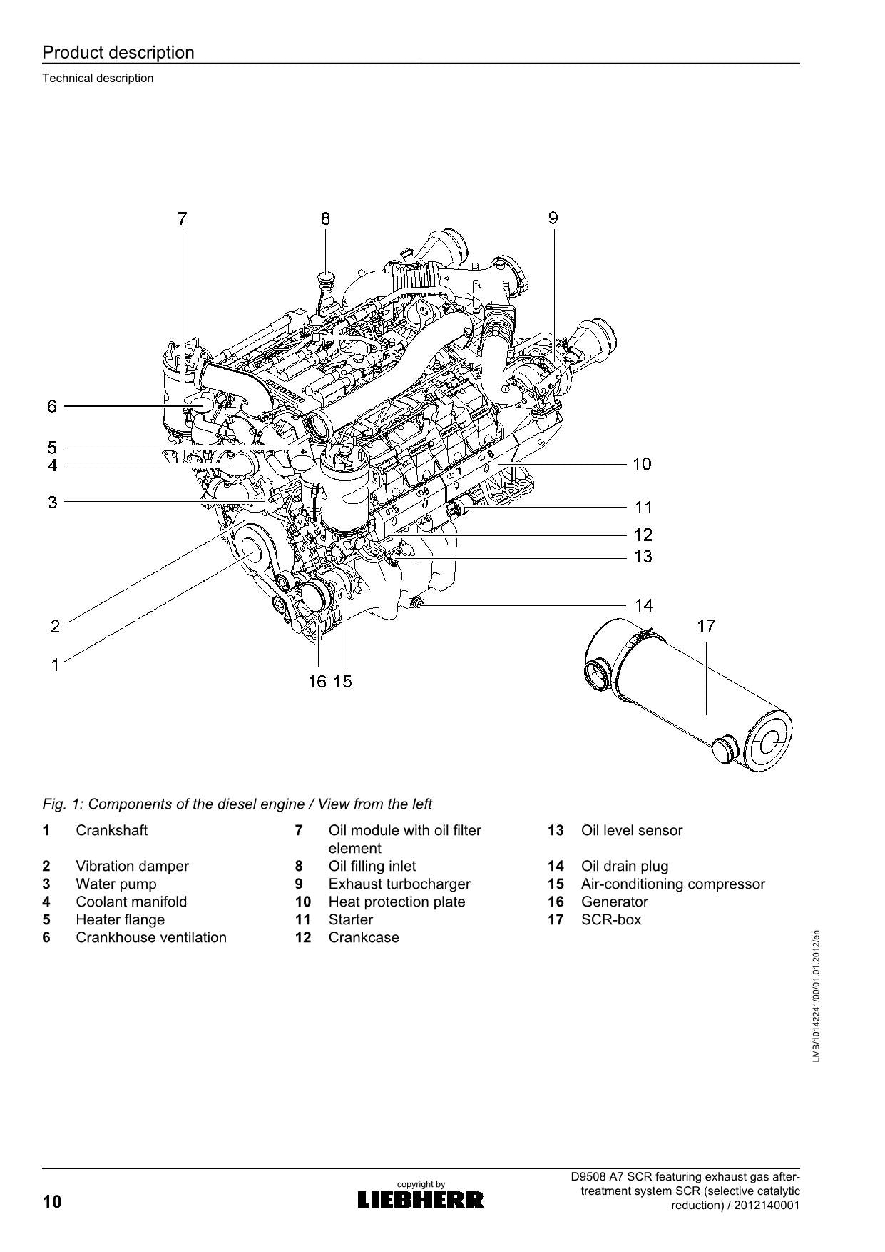 Liebherr D9508 A7 SCR mit Abgas-SCR-Motor Bedienungsanleitung