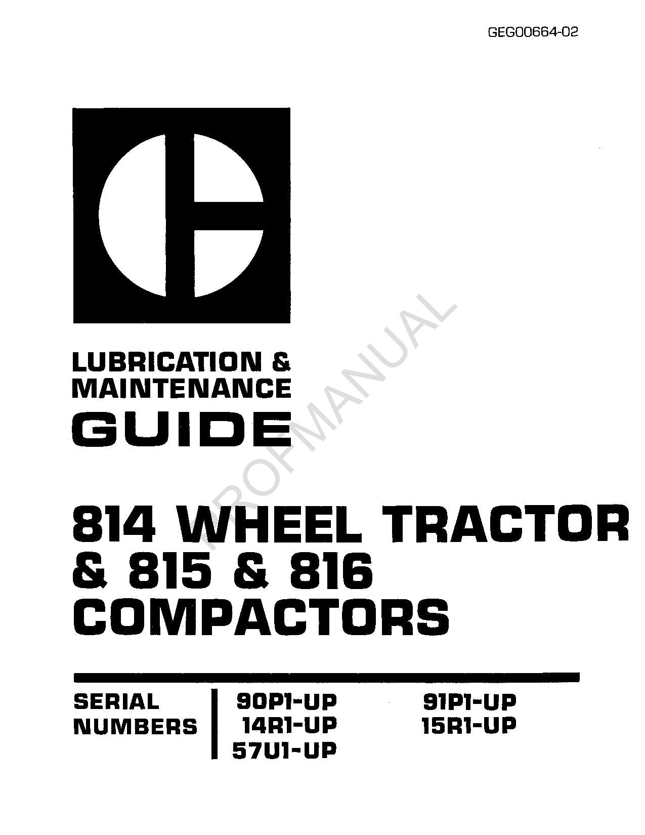 Manuel d'entretien et d'utilisation du compacteur Caterpillar 814 et du tracteur à roues 815 816