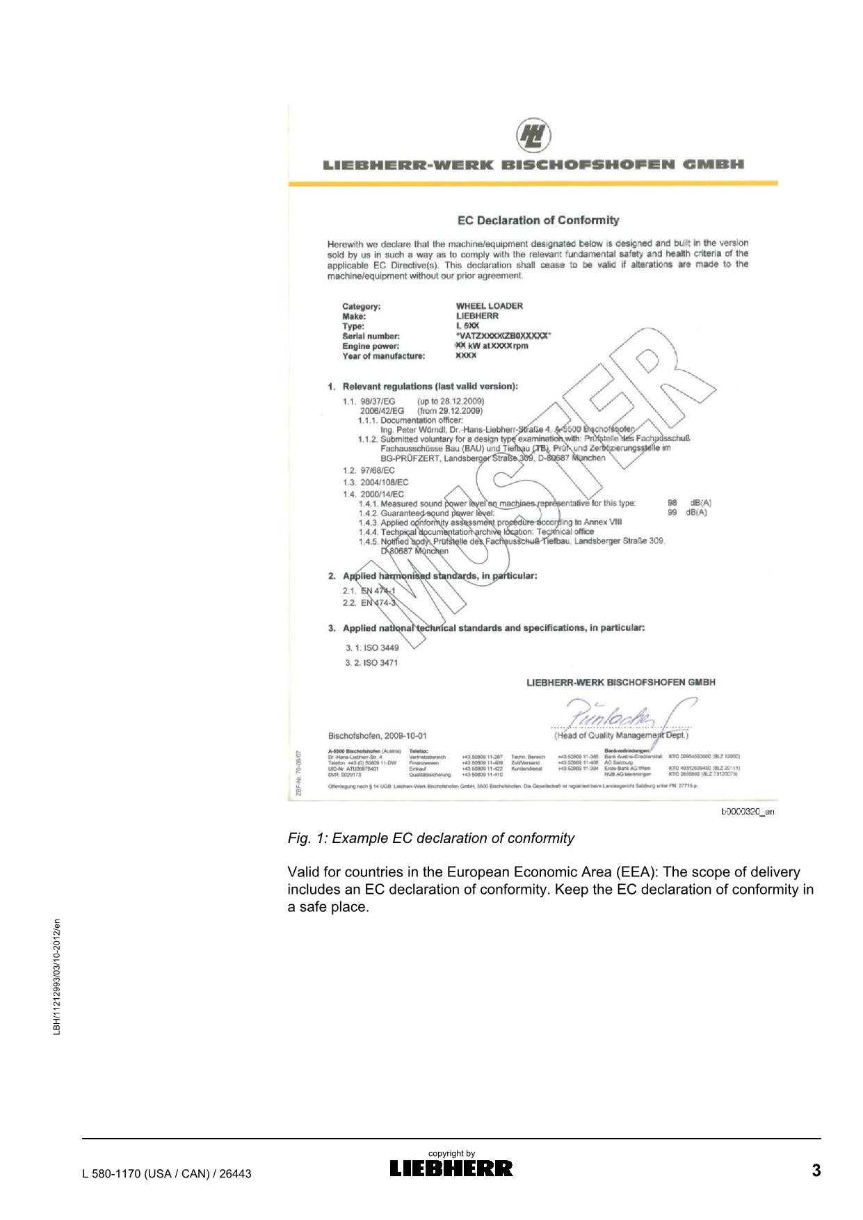 Manuel d'utilisation de la chargeuse sur pneus Liebherr L580-1170 (USA CAN)