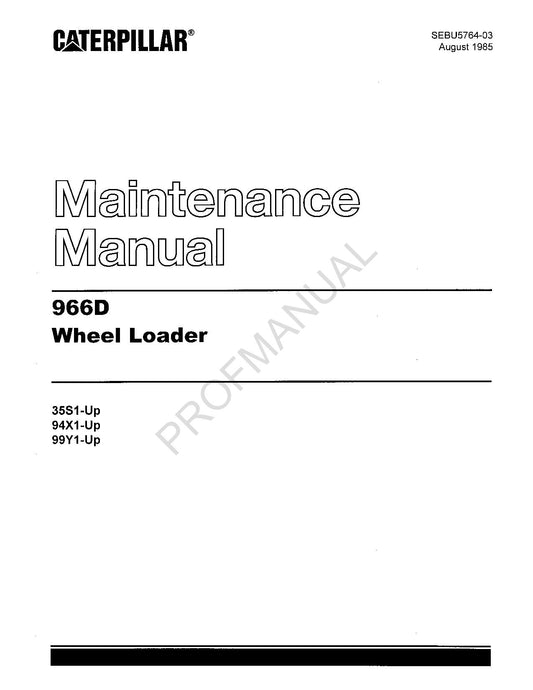 Wartungshandbuch für den Radlader Caterpillar 966D SEBU5764