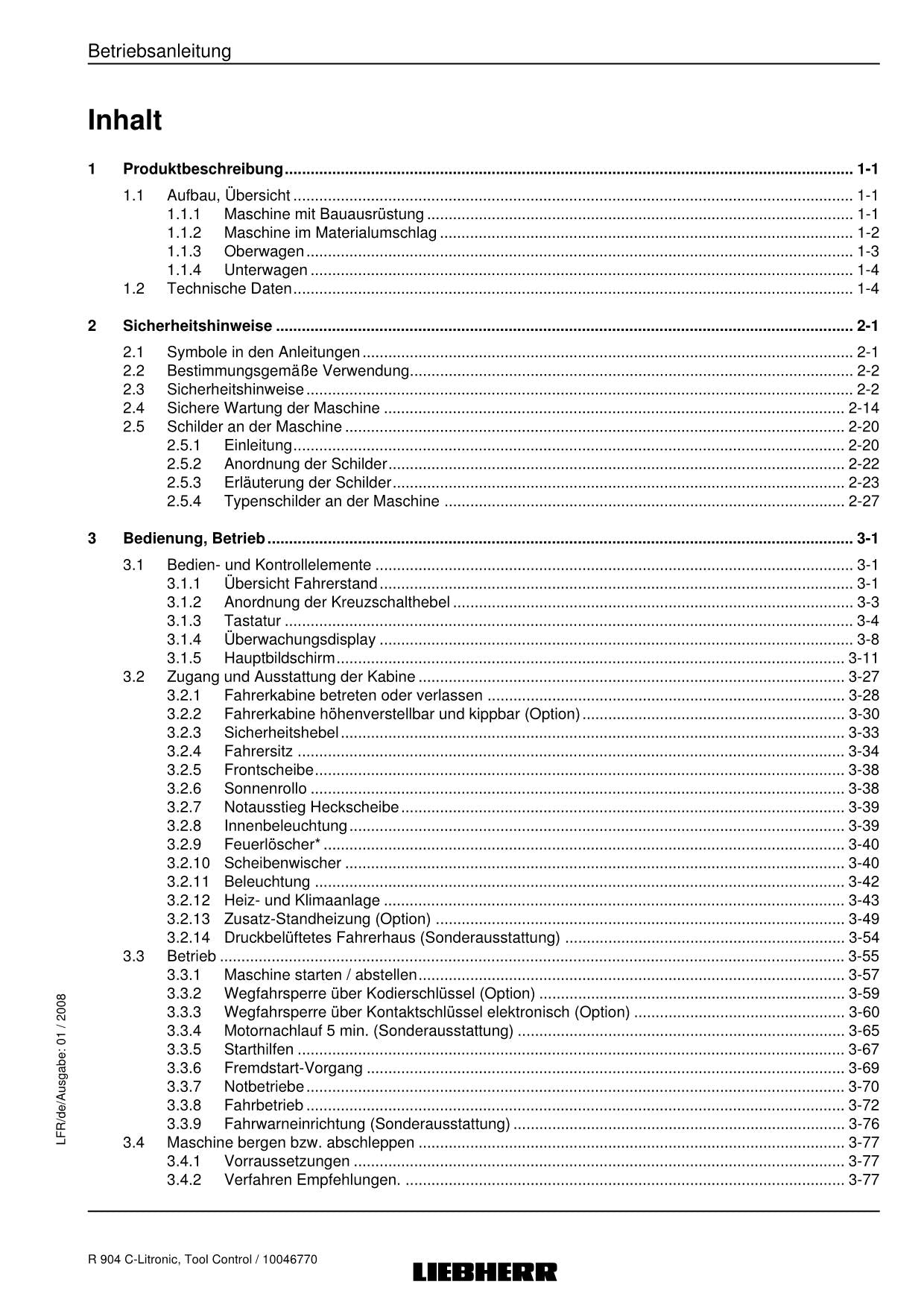 Liebherr R904 C-Litronic TooLControl bagger Umschlaggerät Betriebsanleitung