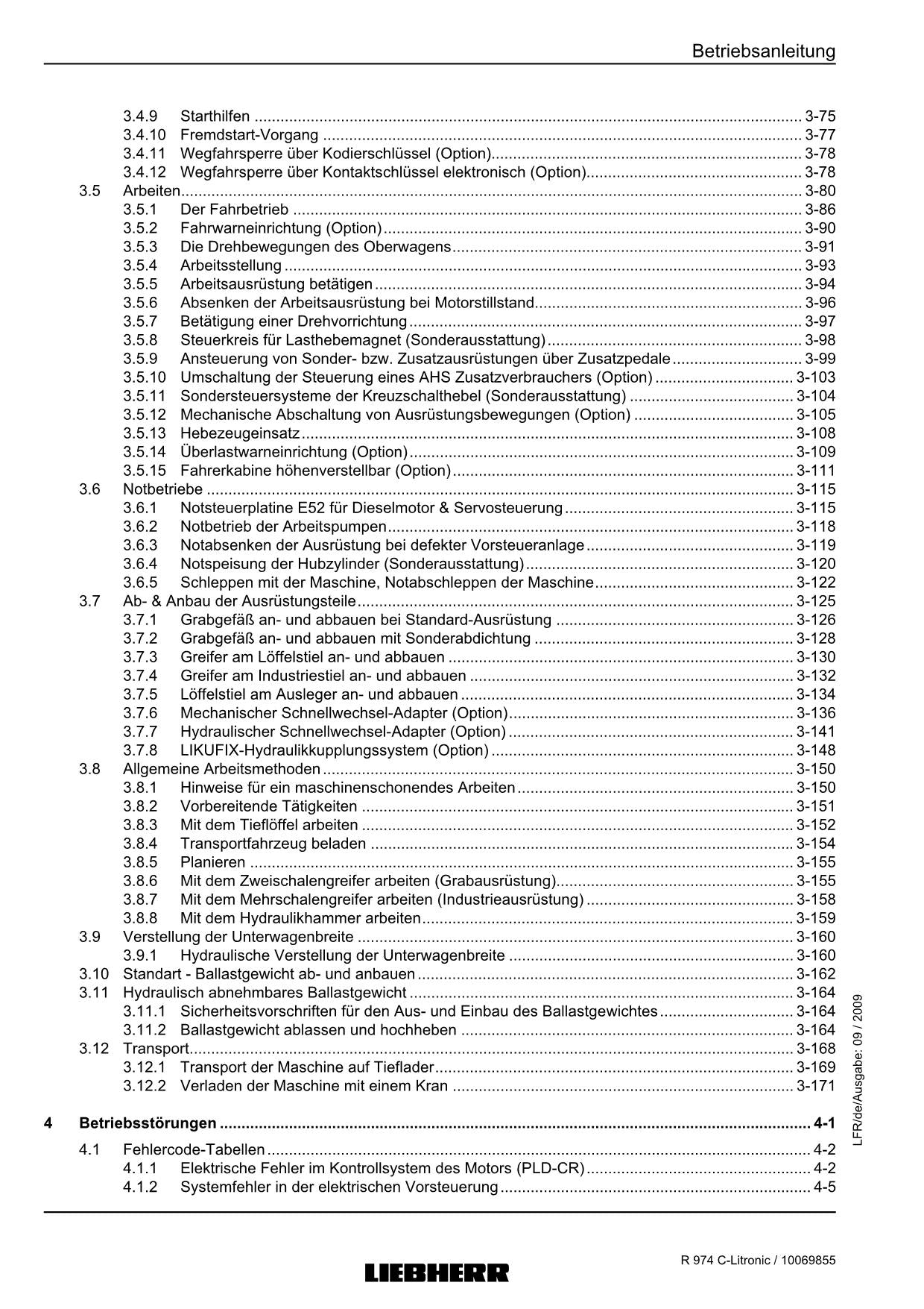 Liebherr R974 C Litronic Hydraulikbagger Betriebsanleitung ser 22515