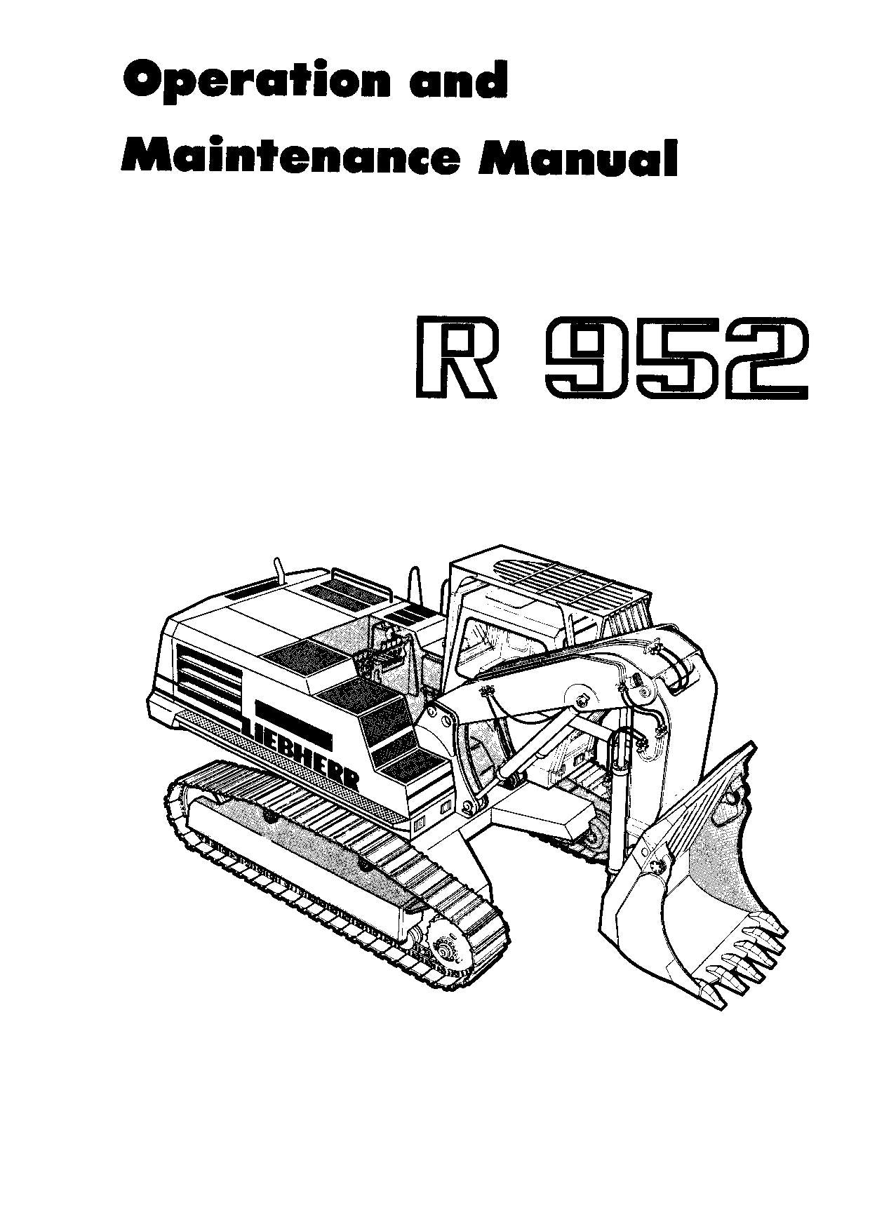 Liebherr R952 Excavator Operators manual