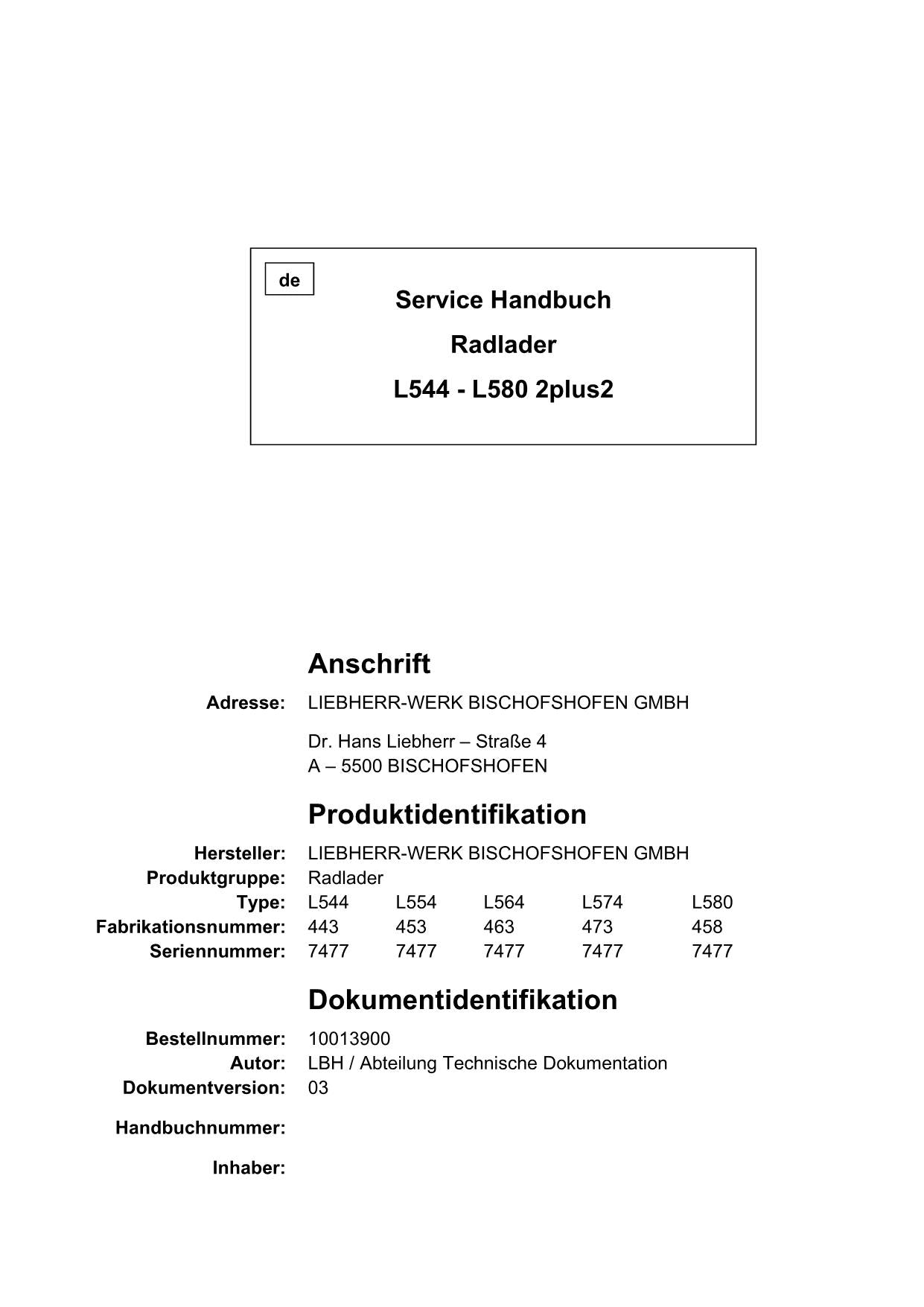 Liebherr L544 L554 L564 L574 L580 2plus2 Radlader Reparaturhandbuch