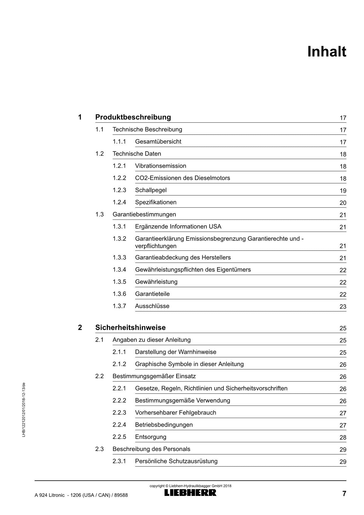 Liebherr A924 Litronic Mobilbagger Betriebsanleitung ser 89588 USA CAN