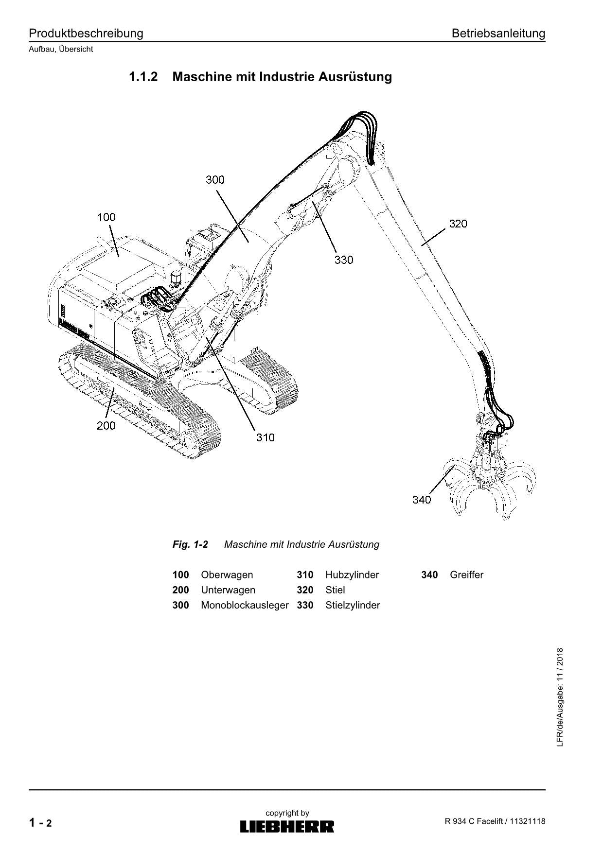 Liebherr R934 C Facelift Hydraulikbagger Betriebsanleitung