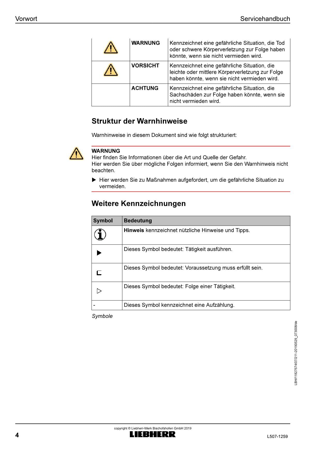 Liebherr L507 1259 Radlader Reparaturhandbuch Werkstatthandbuch