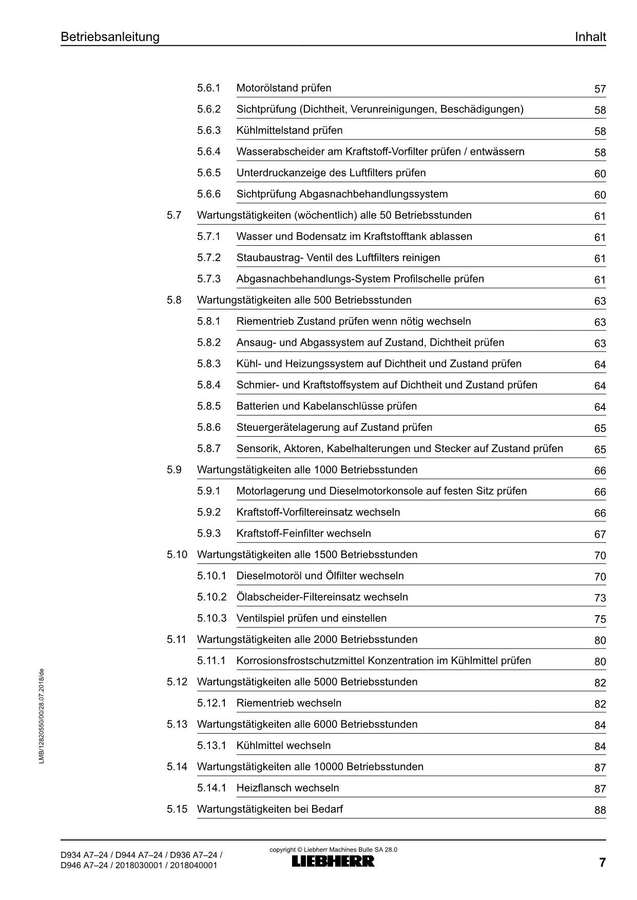 Liebherr D934 A7-24 D944 A7-24 D936 A7-24 D946 A7-24 Motor Betriebsanleitung