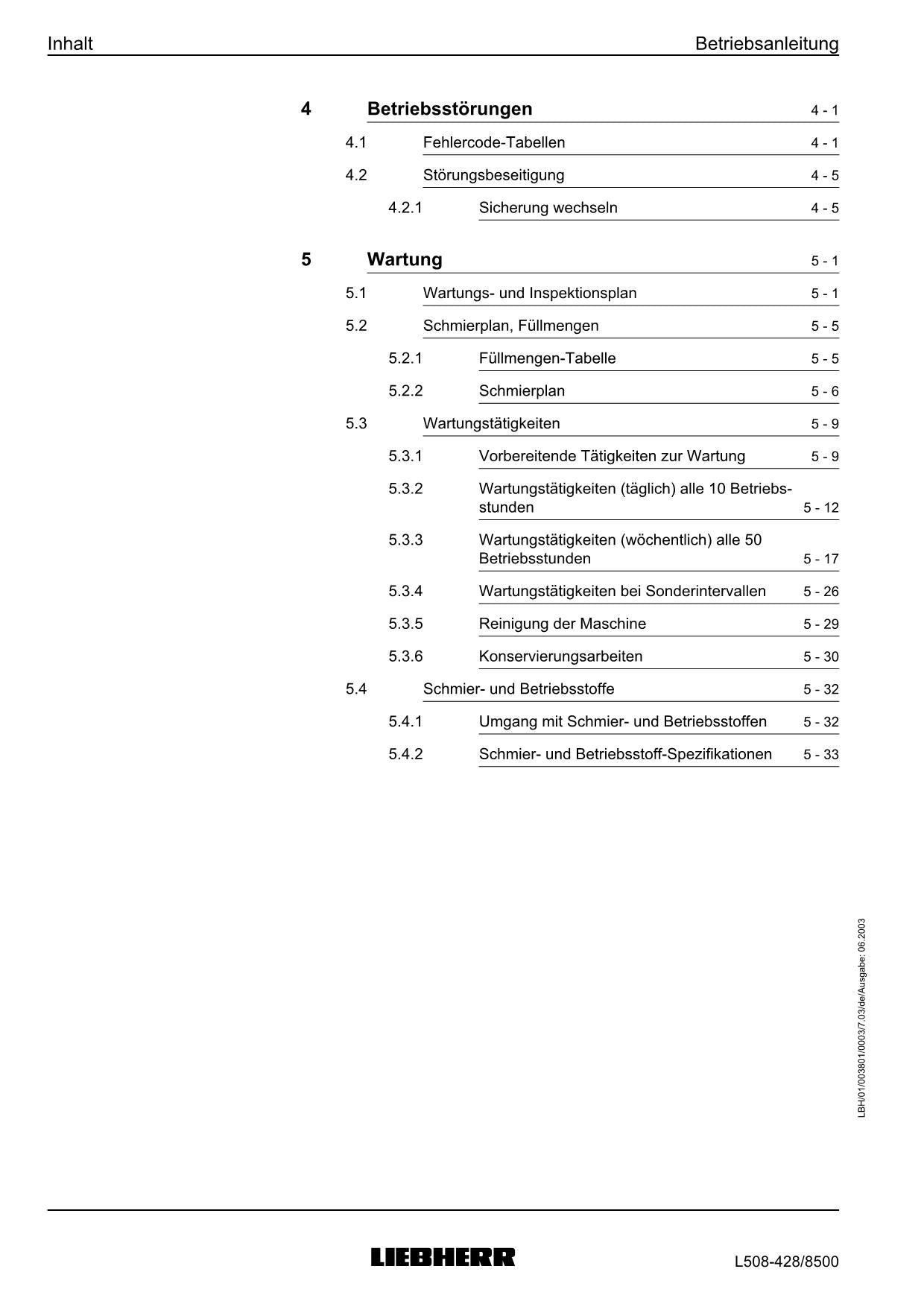 Liebherr L508 Stereolader Radlader Manuel d'instructions