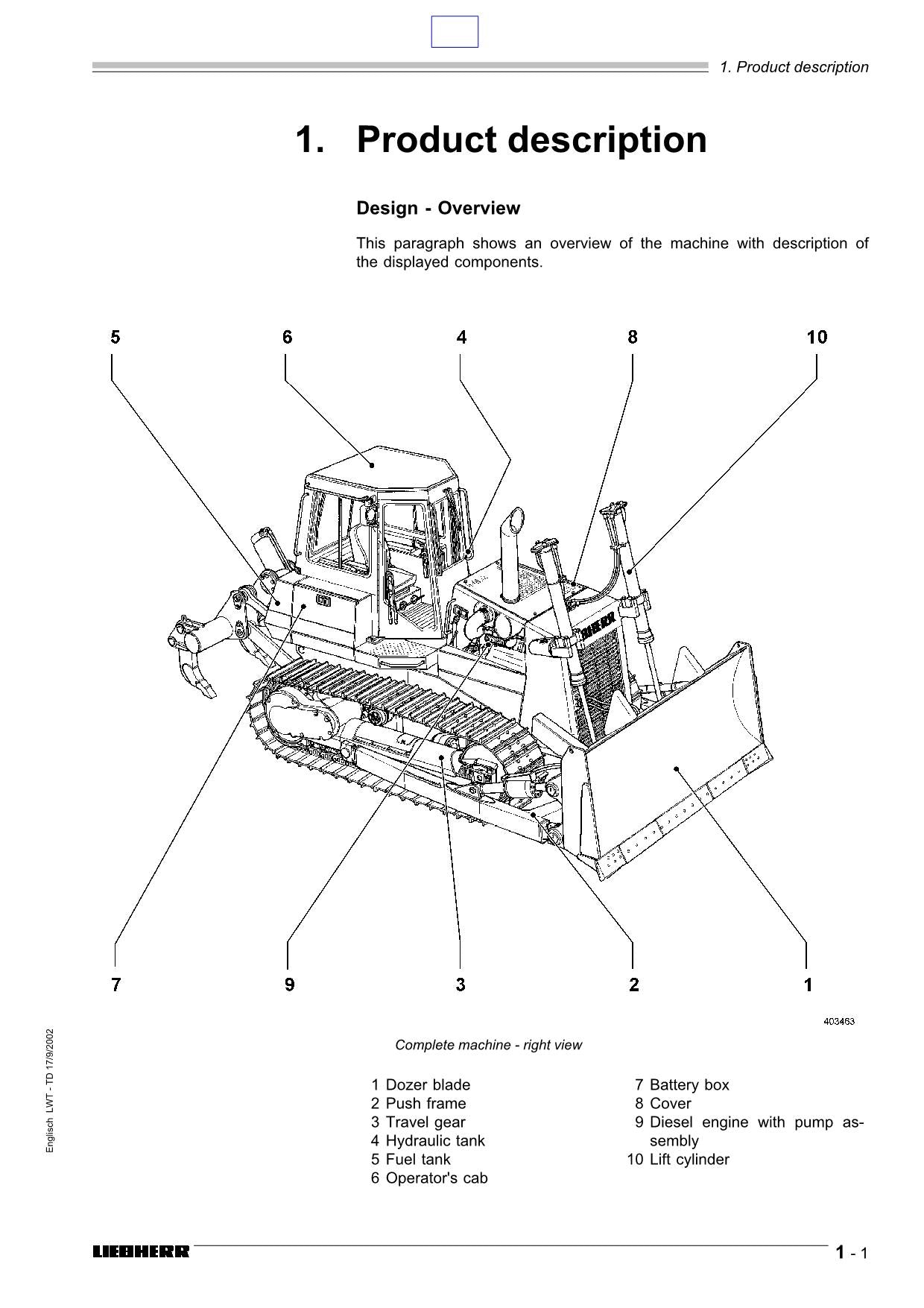 Manuel d'utilisation du bulldozer Liebherr PR732 B Litronic PR742 B Litronic