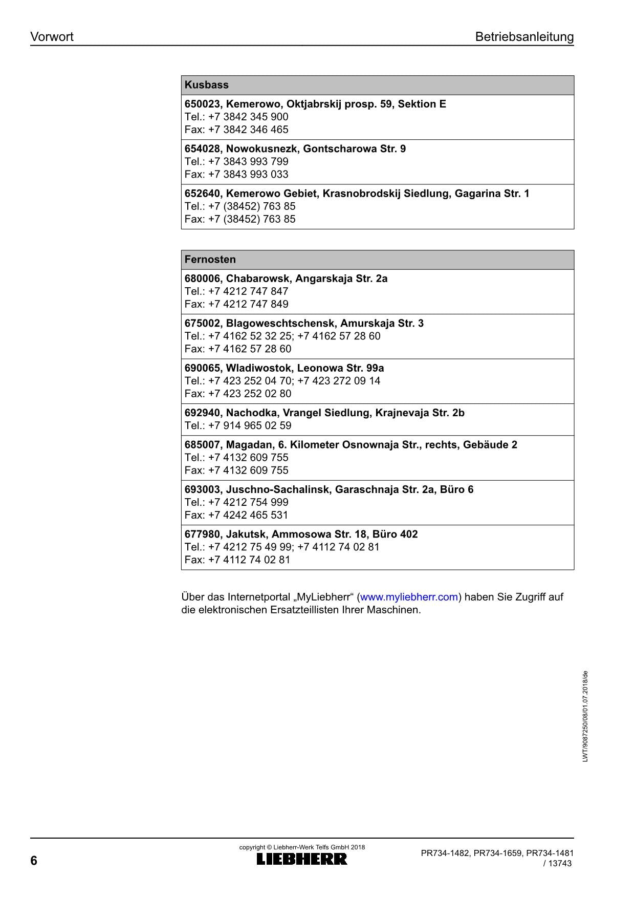 Liebherr PR734 Planierraupe Betriebsanleitung ser 13743 RU