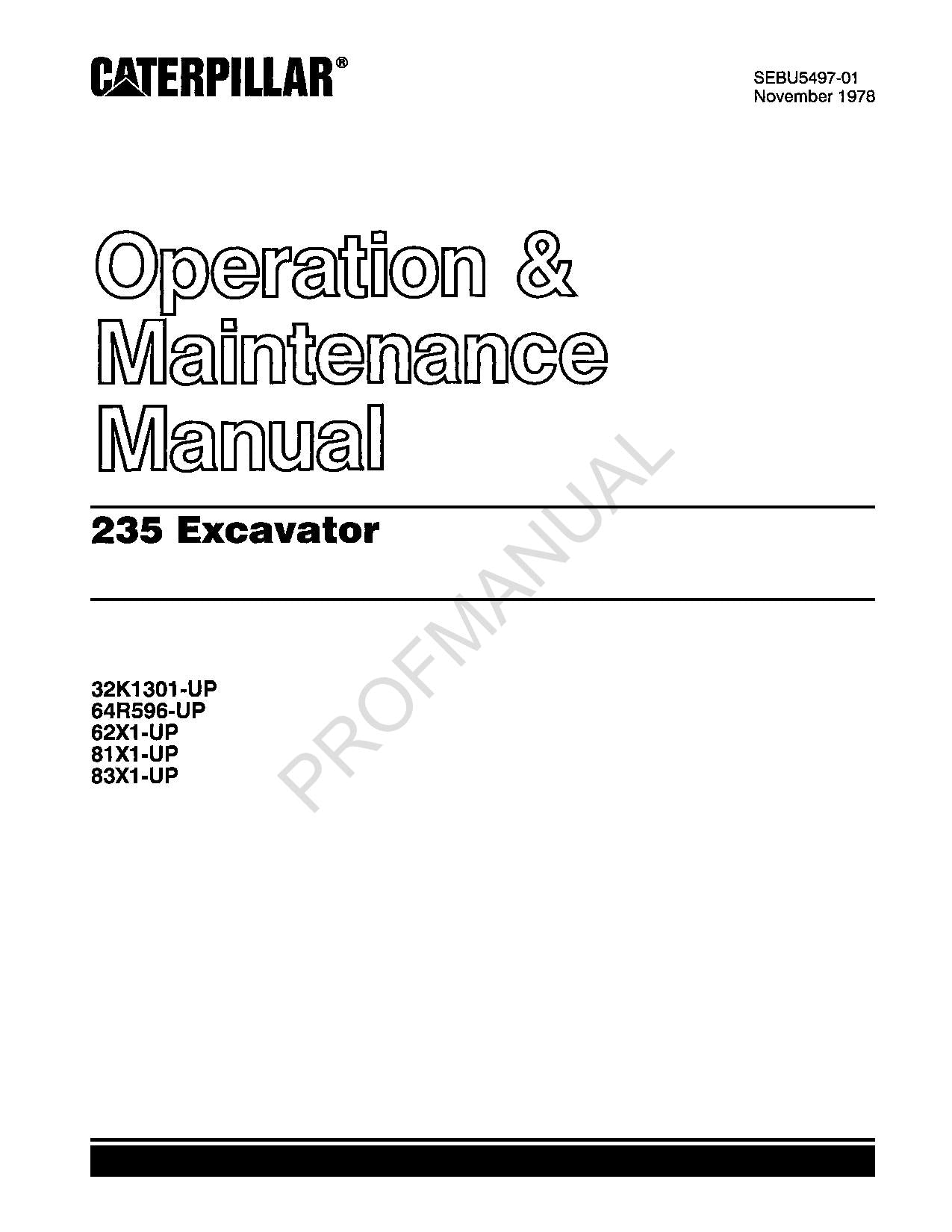 Wartungshandbuch für Caterpillar 235-Baggerbediener SEBU5497