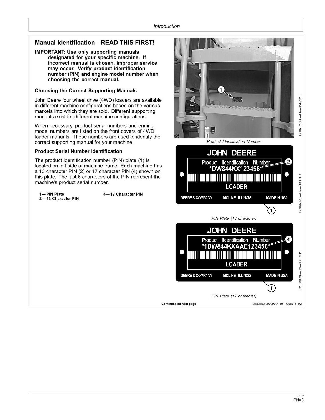 JOHN DEERE 844K SERIES II LOADER OPERATORS MANUAL #1