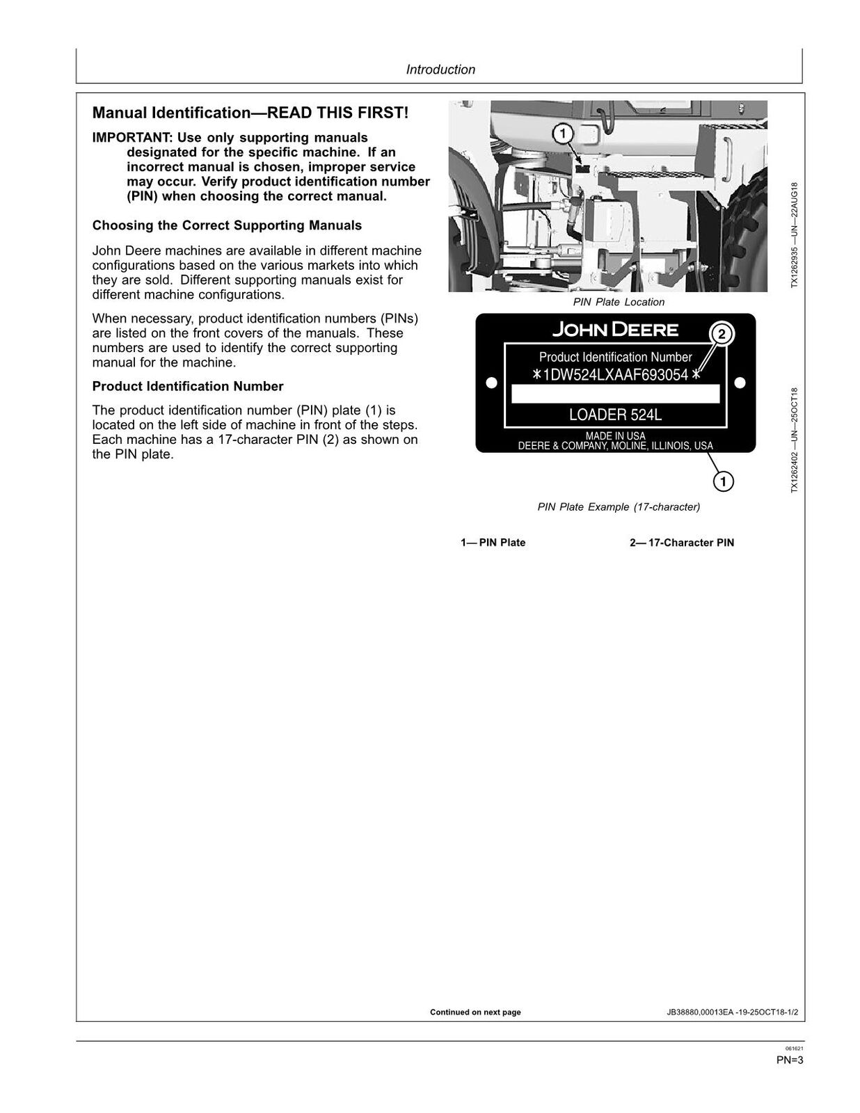 JOHN DEERE 524L LOADER OPERATORS MANUAL