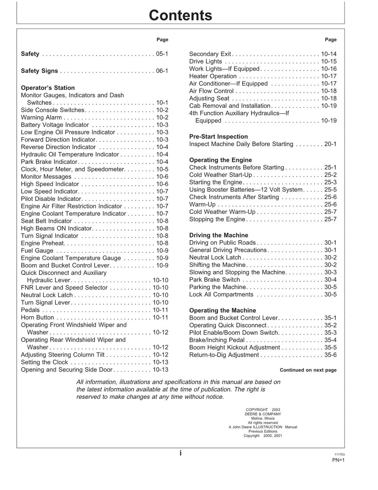 JOHN DEERE 304H LOADER OPERATORS MANUAL