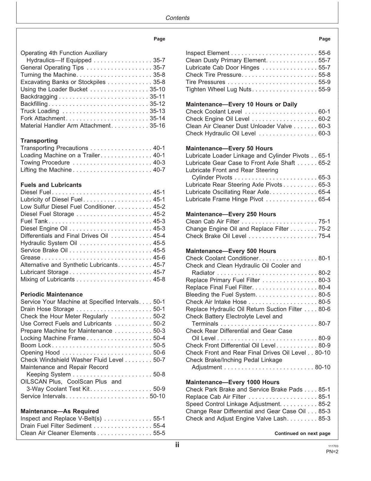 JOHN DEERE 304H LOADER OPERATORS MANUAL