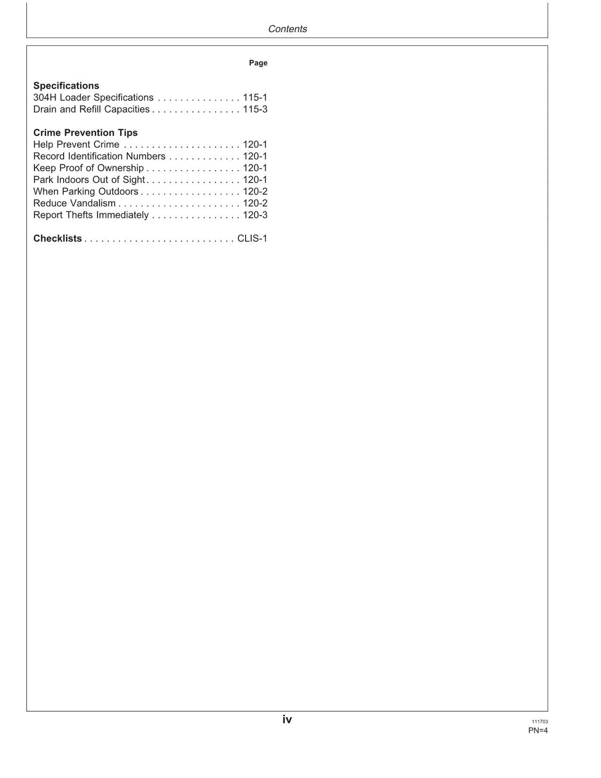 JOHN DEERE 304H LOADER OPERATORS MANUAL