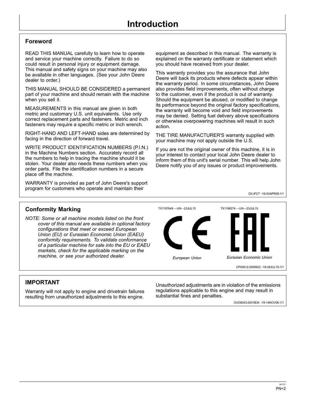 JOHN DEERE 444K LOADER OPERATORS MANUAL #1