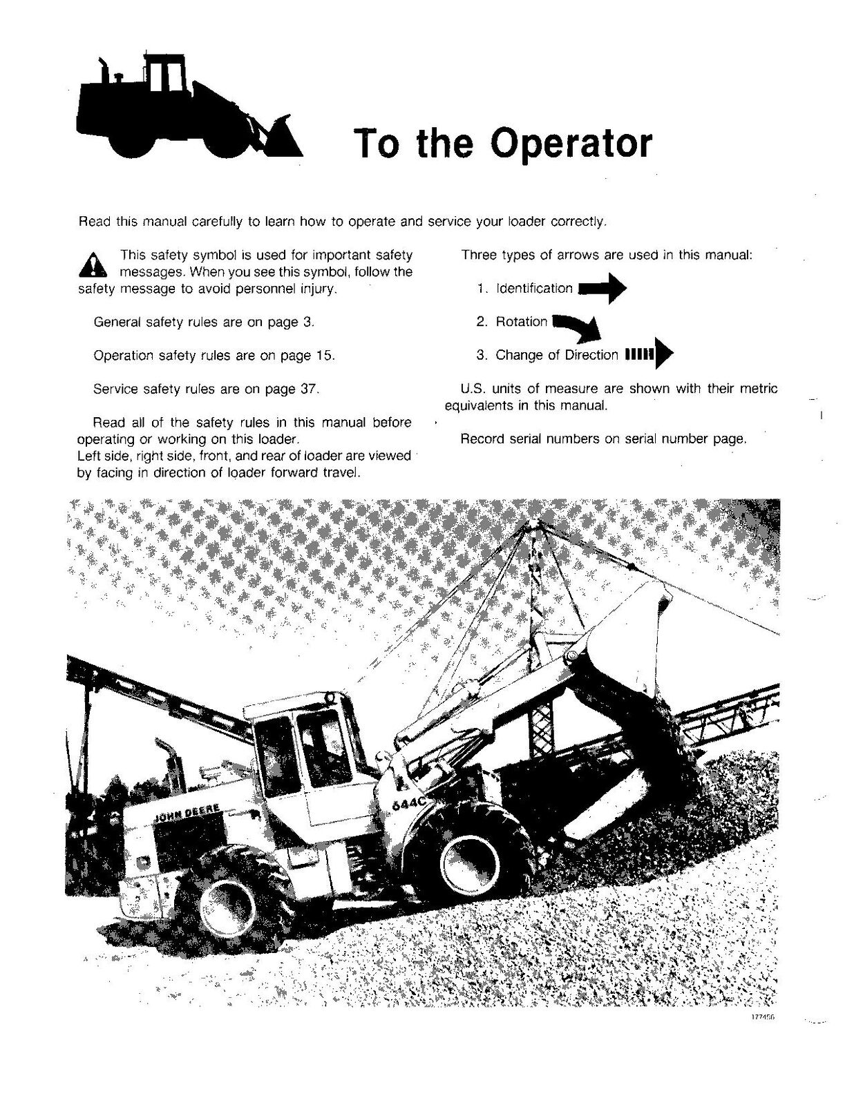 JOHN DEERE 644C LADER-BEDIENUNGSANLEITUNG 