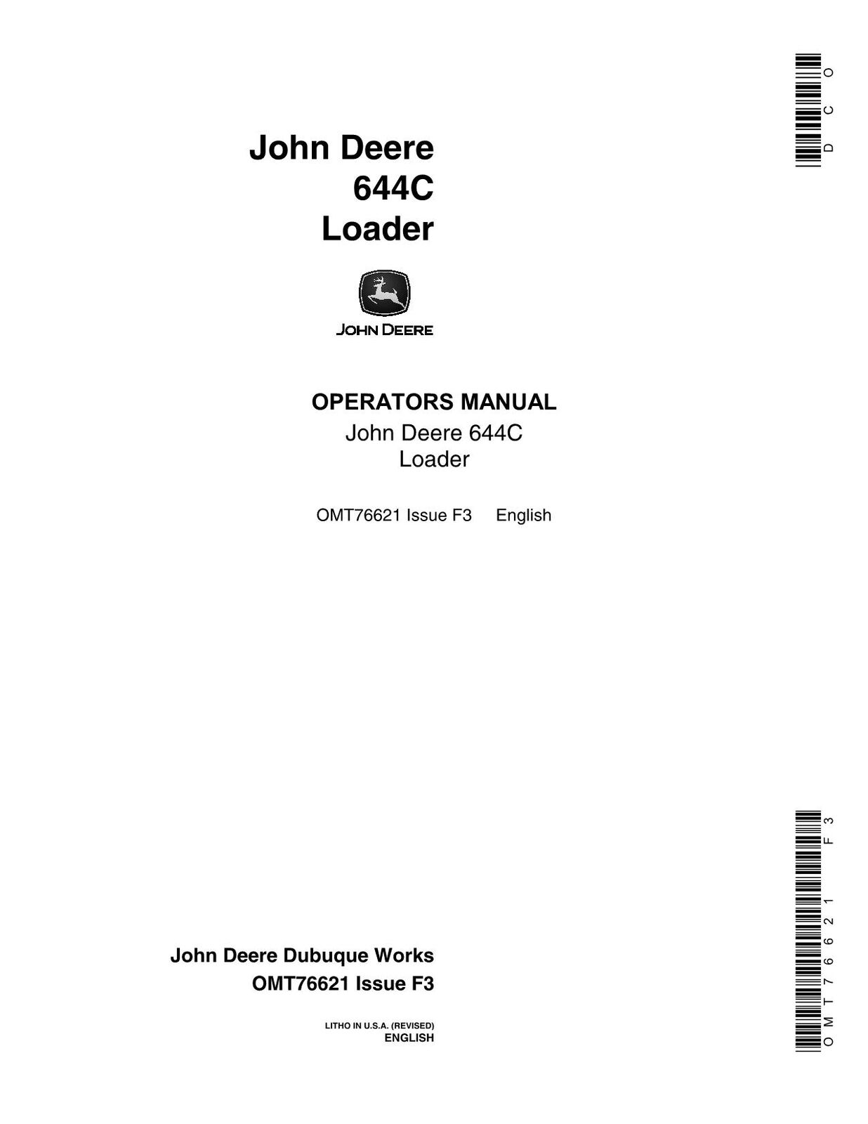 JOHN DEERE 644C LOADER OPERATORS MANUAL