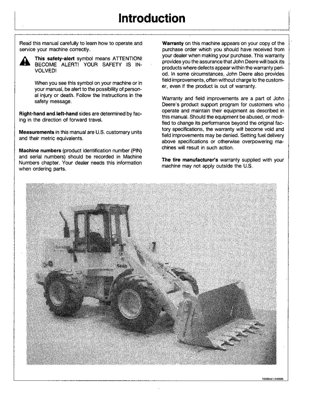 MANUEL D'UTILISATION DU CHARGEUR JOHN DEERE 544D 